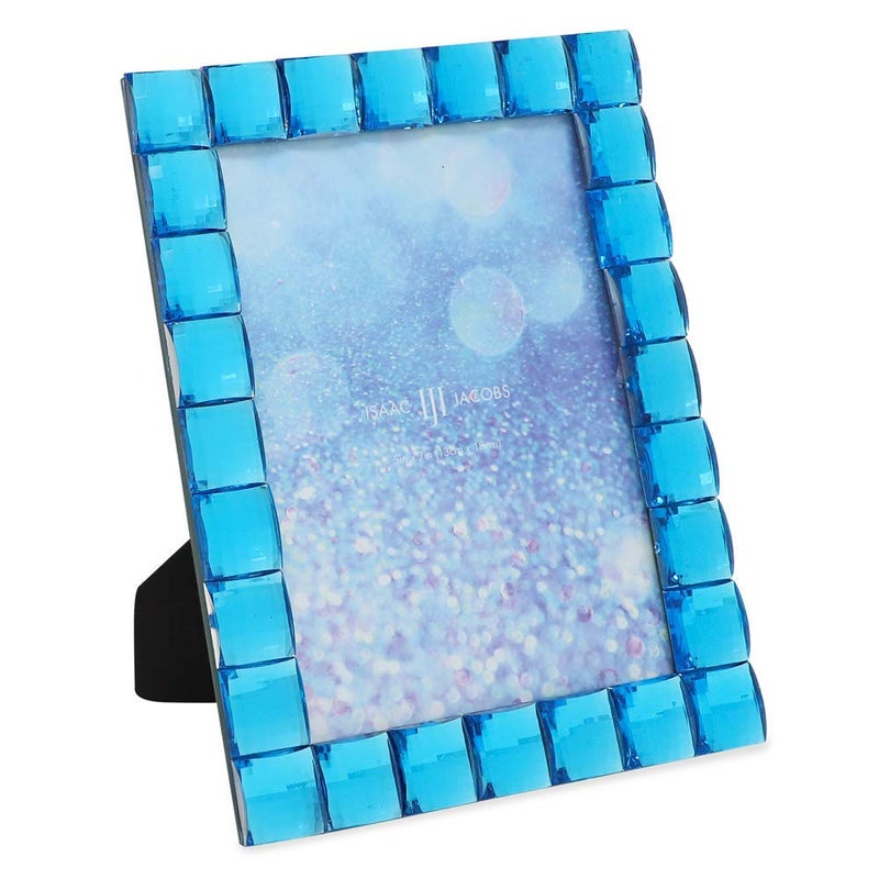 Isaac Jacobs Decorative Sparkling Turquoise Jewel Picture Frame, Photo Display & Home DÃ©cor (5x7, Turquoise) - Image 1